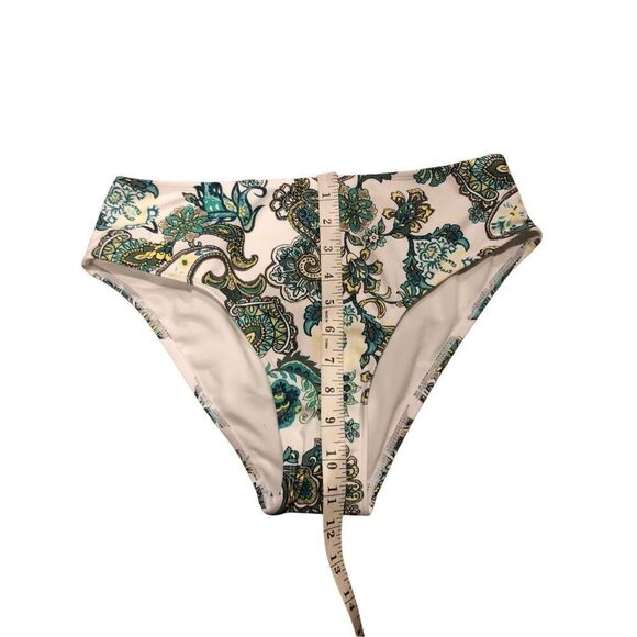 Cupshe high waist white and green paisley print bikini bottoms NWT size M - Picture 6 of 9